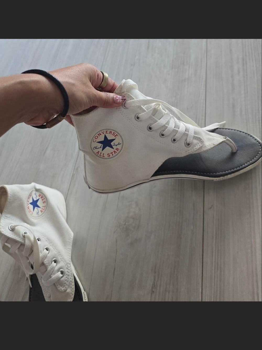 Converse All Star High Top Sneakers - White with Gray Toe